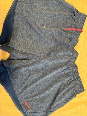 Nike women’s Blue Heather Performance Shorts with Pink Accent